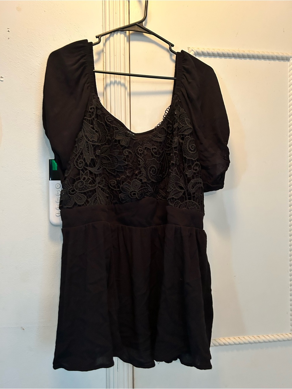 torrid Black Lace-Front Peplum Top